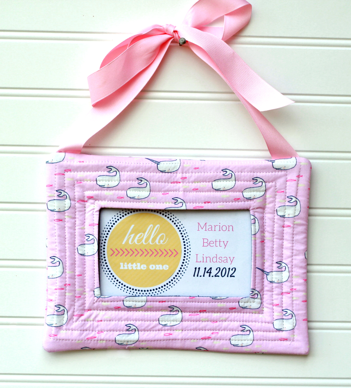 Baby Announcement Quilted Fabric Frame