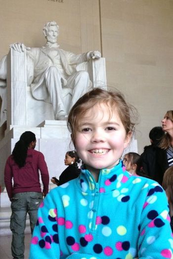 Elsie in front of Lincoln