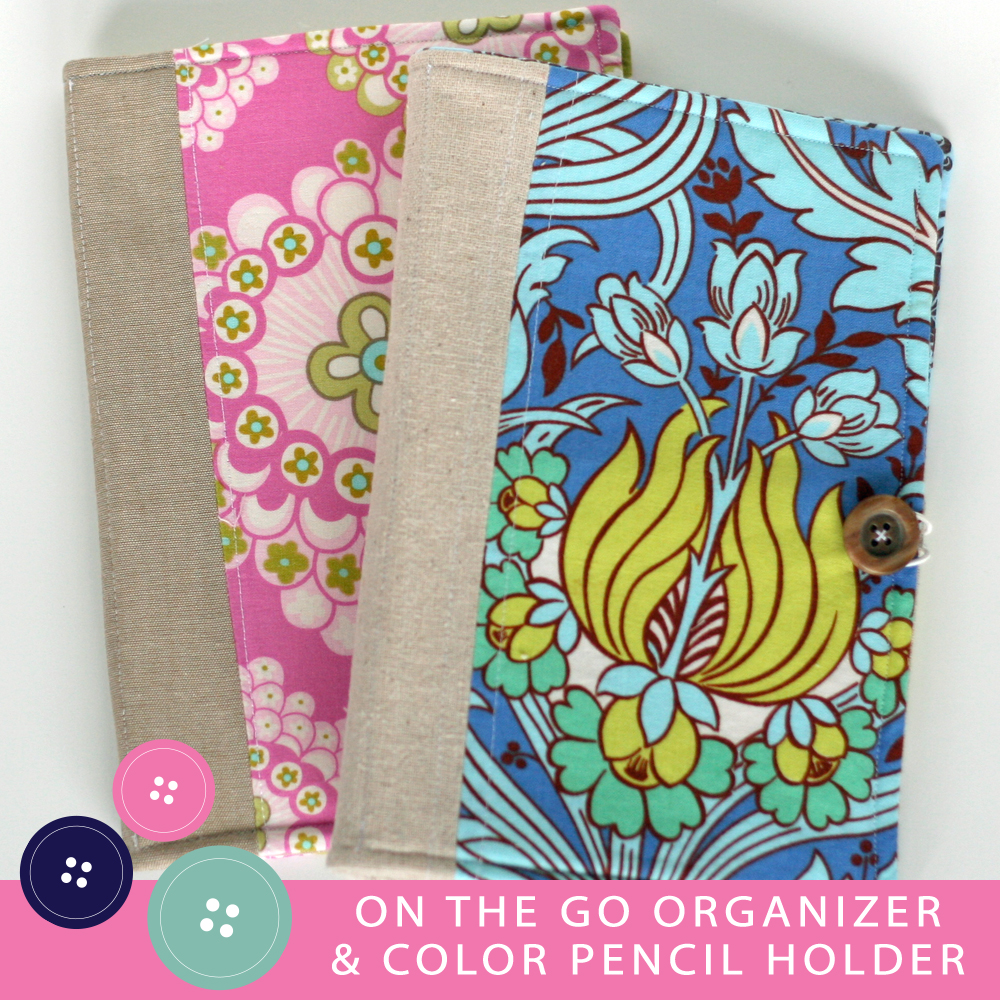 fabric organizer blue pink sewing
