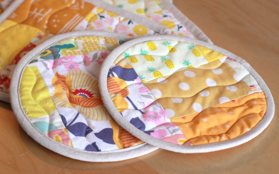 Yellow Scrap Fabric Made into Hot pads!