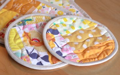 Yellow Scrap Fabric Made into Hot pads!