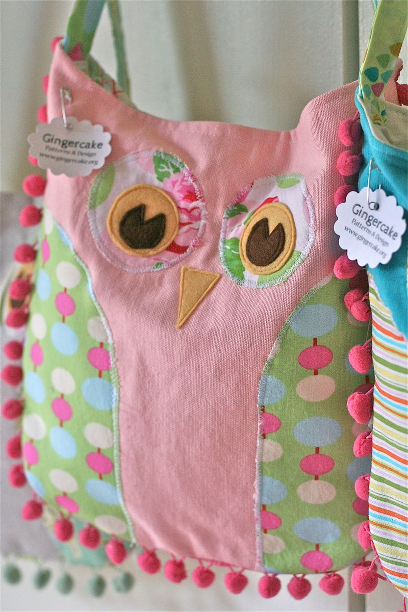 Gingercake Pink Pom Pom Owl Bag