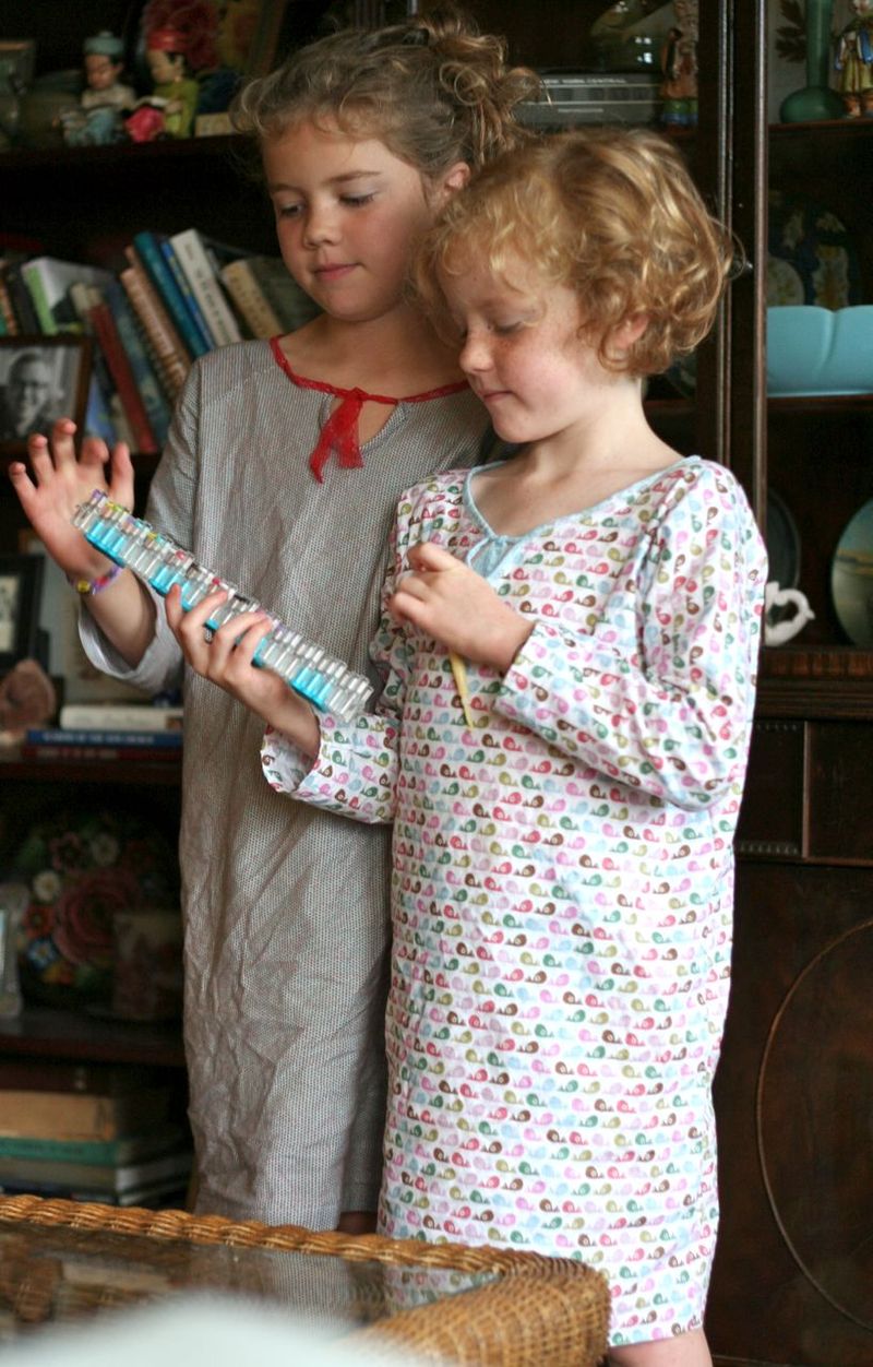 Girls standing in nightgown