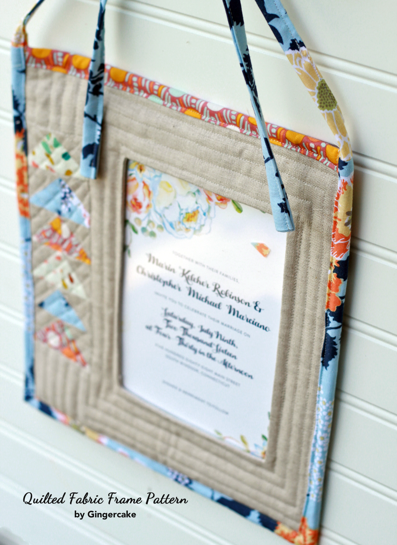Quilted Fabric Frame Wedding Gift