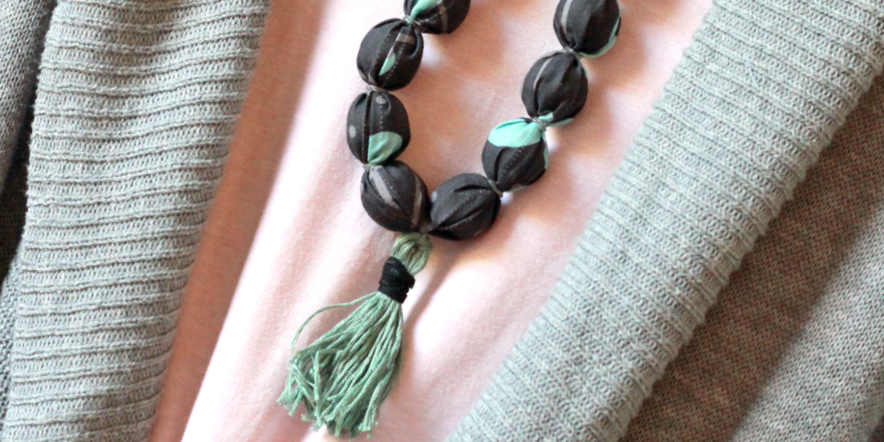 Fabric Covered Bead Necklace tutorial
